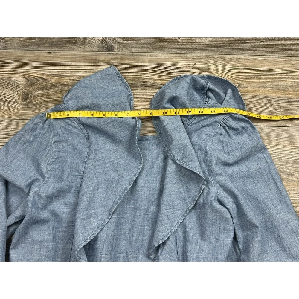 J. Crew Chambray Ruffle Square Neck Blouse XS Beach Coastal Romantic Cottagecore